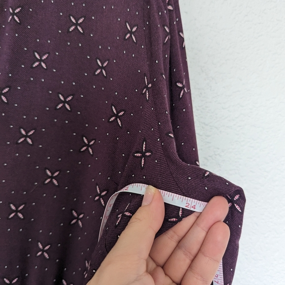 Anthropology Maeve Gillian Abstract Dress Purple Wine XL Ruffle Hem Relaxed Fit - Picture 7 of 8